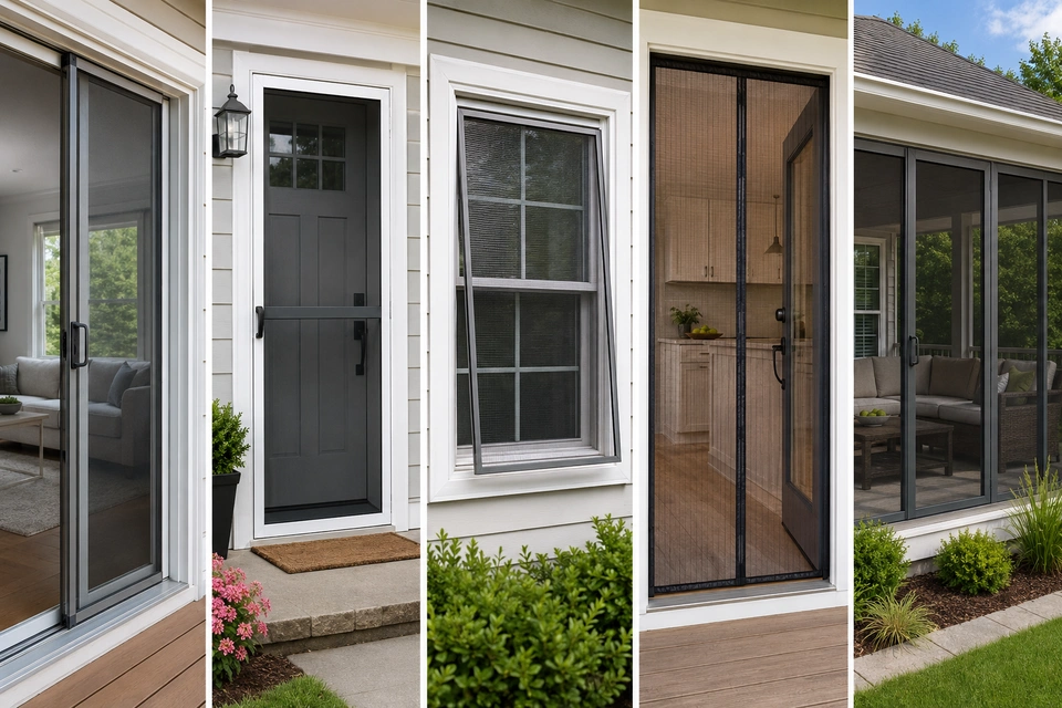 Sliding, hinged, window, magnetic, and screened patio systems for homeowners