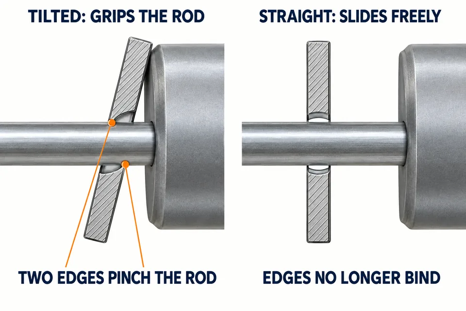 Comparison of a washer engaged against the cylinder and moved away from it after release.